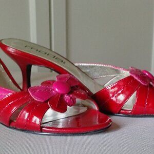 Flower Power Red and Pink High-Heel Sandals